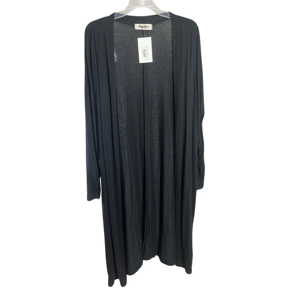 Haptics Black Open Front Duster‎ Cardigan Lightweight Knit Size M